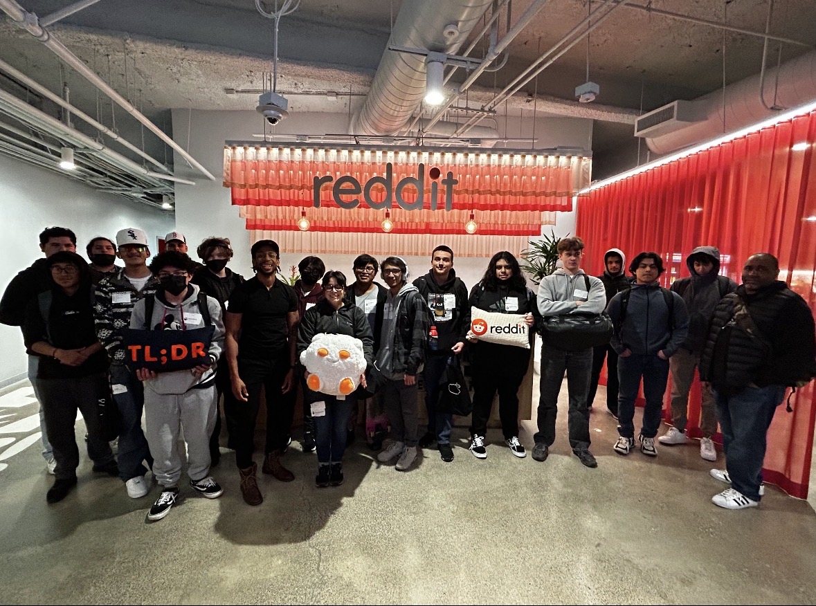 Students and program participants visiting Reddit