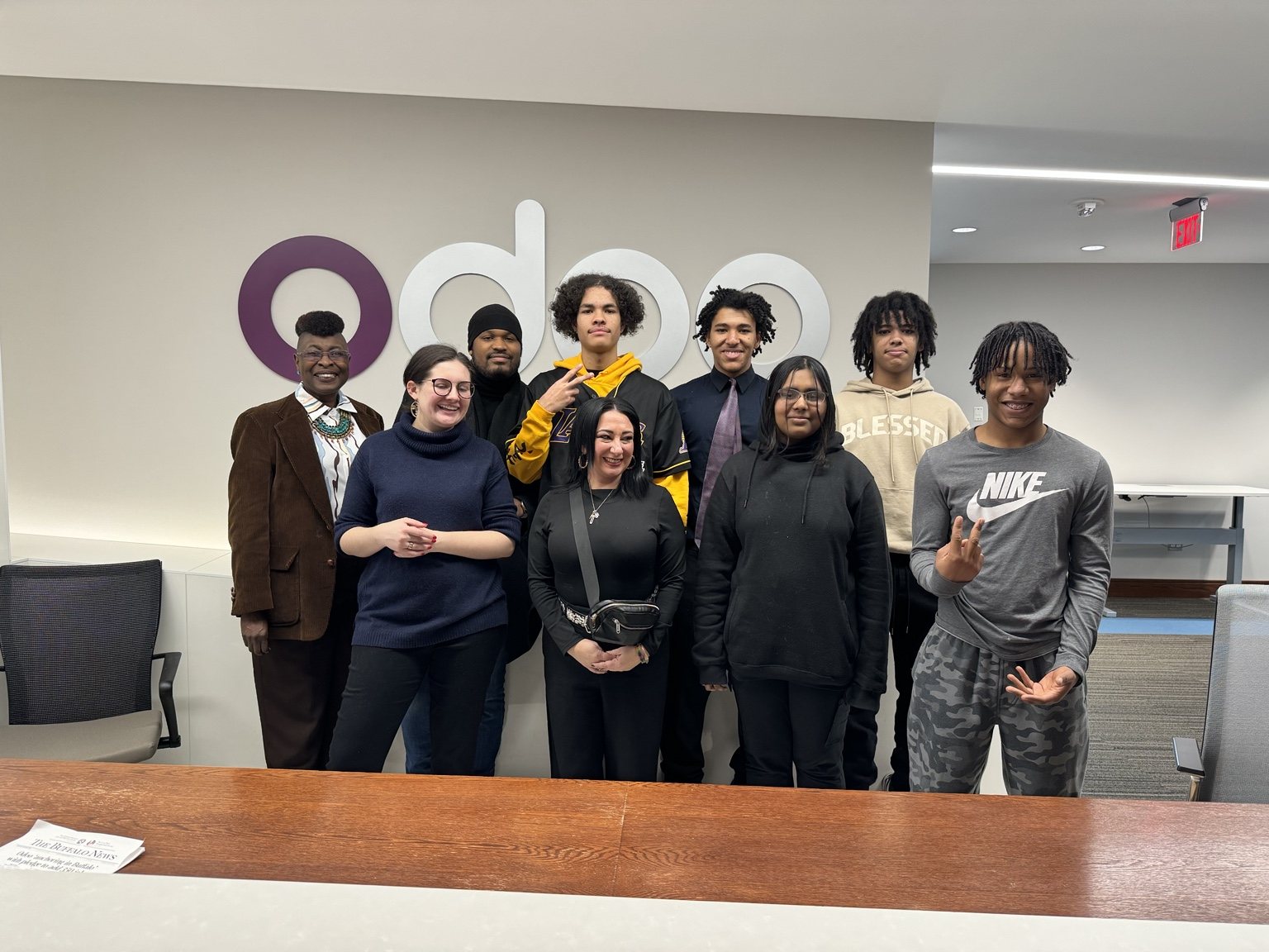 Students, mentors, and program partners gathered during an educational visit